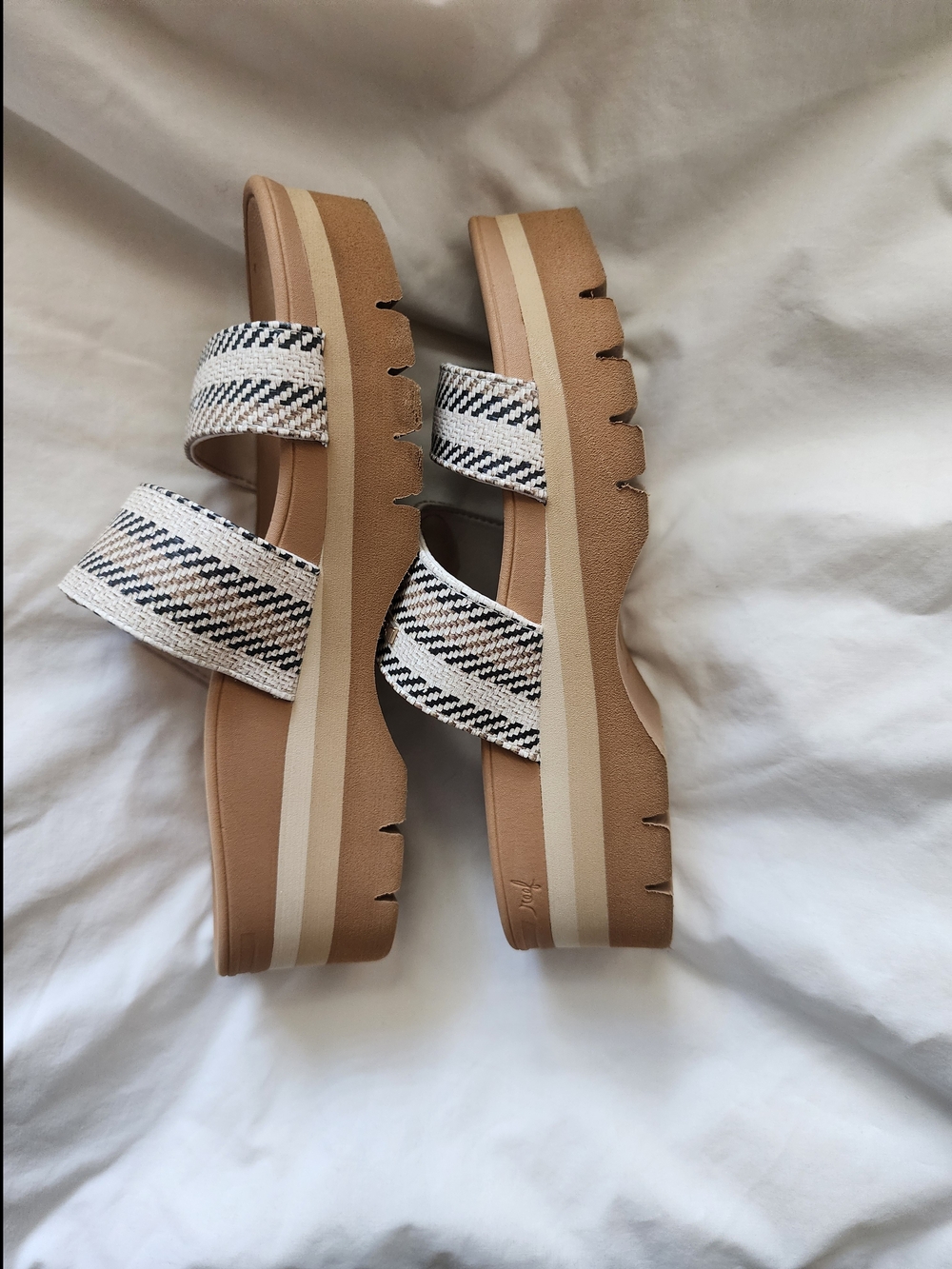 Reef Double-Strap Slide Sandals in White and Tan - Picture 2 of 2